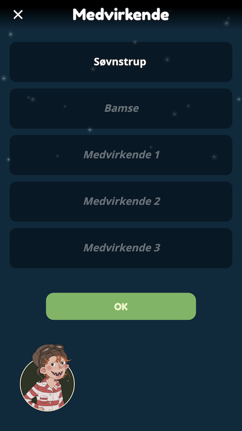 Vælg medvirkende til godnathistorien