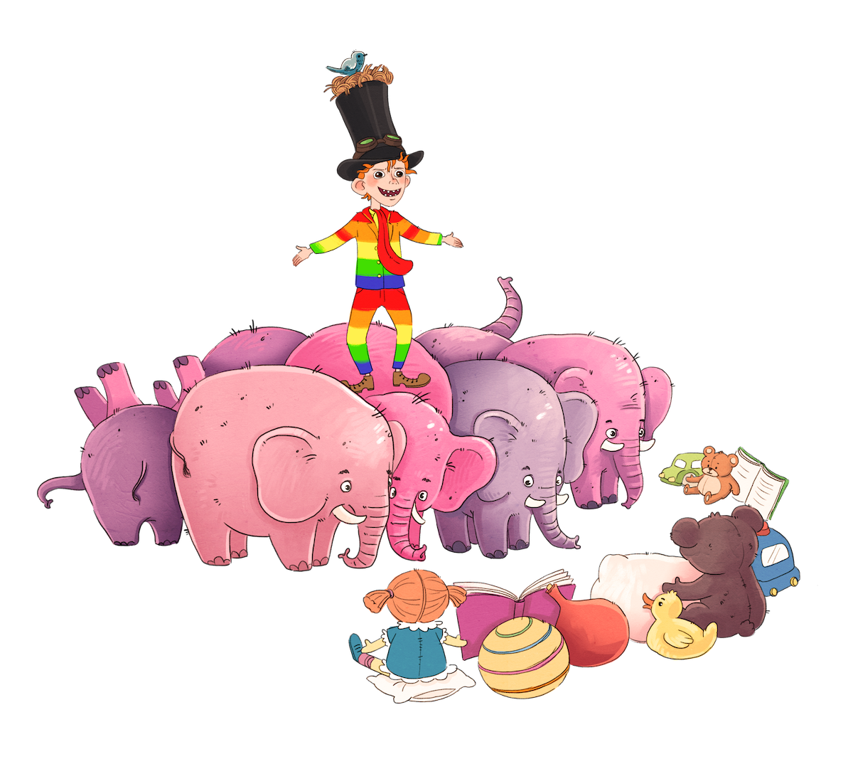 Vilter og lyserøde elefanter