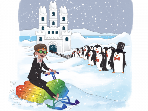 Vilter i antarktis på snescooter