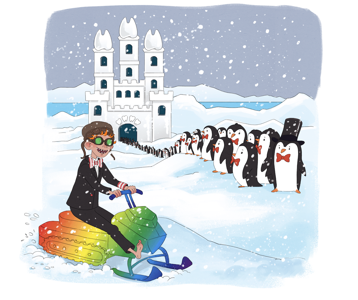 Vilter i antarktis på snescooter