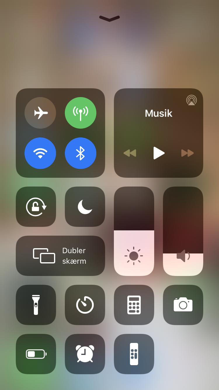iPhone skærmdelingsmenu