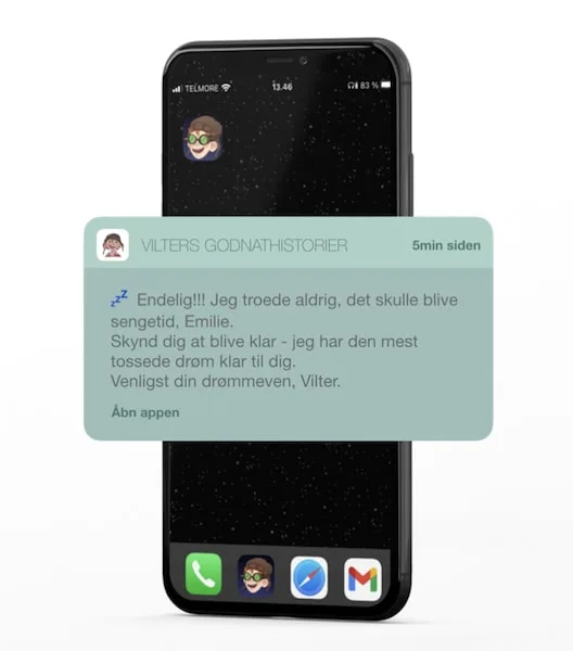 Vilter sender besked ved sengetid til dit barn